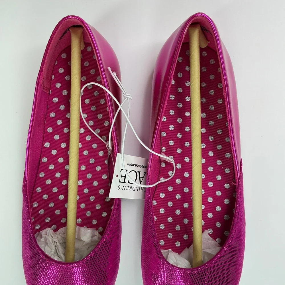 The Children's Place Pink Ballet Flats Youth Size 2 Metallic Fiesta Pink Sparkle
